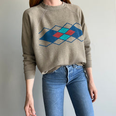 1970s Argyle Sweatshirt that is Perfectly Worn