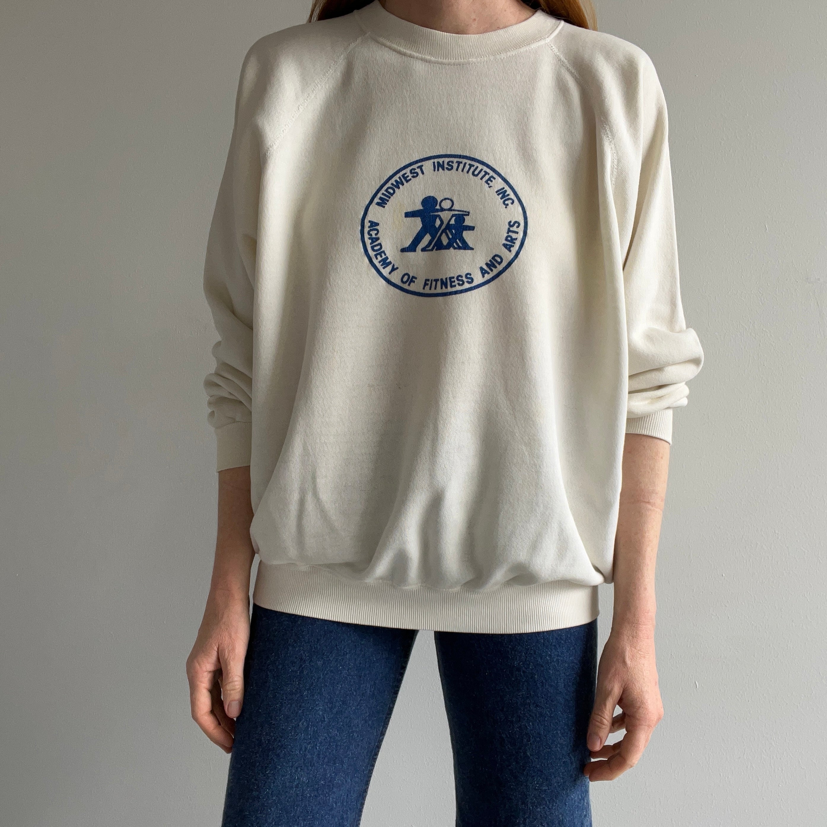 1980s MidWest Institute Academy of Fitness and Arts Stained Sweatshirt