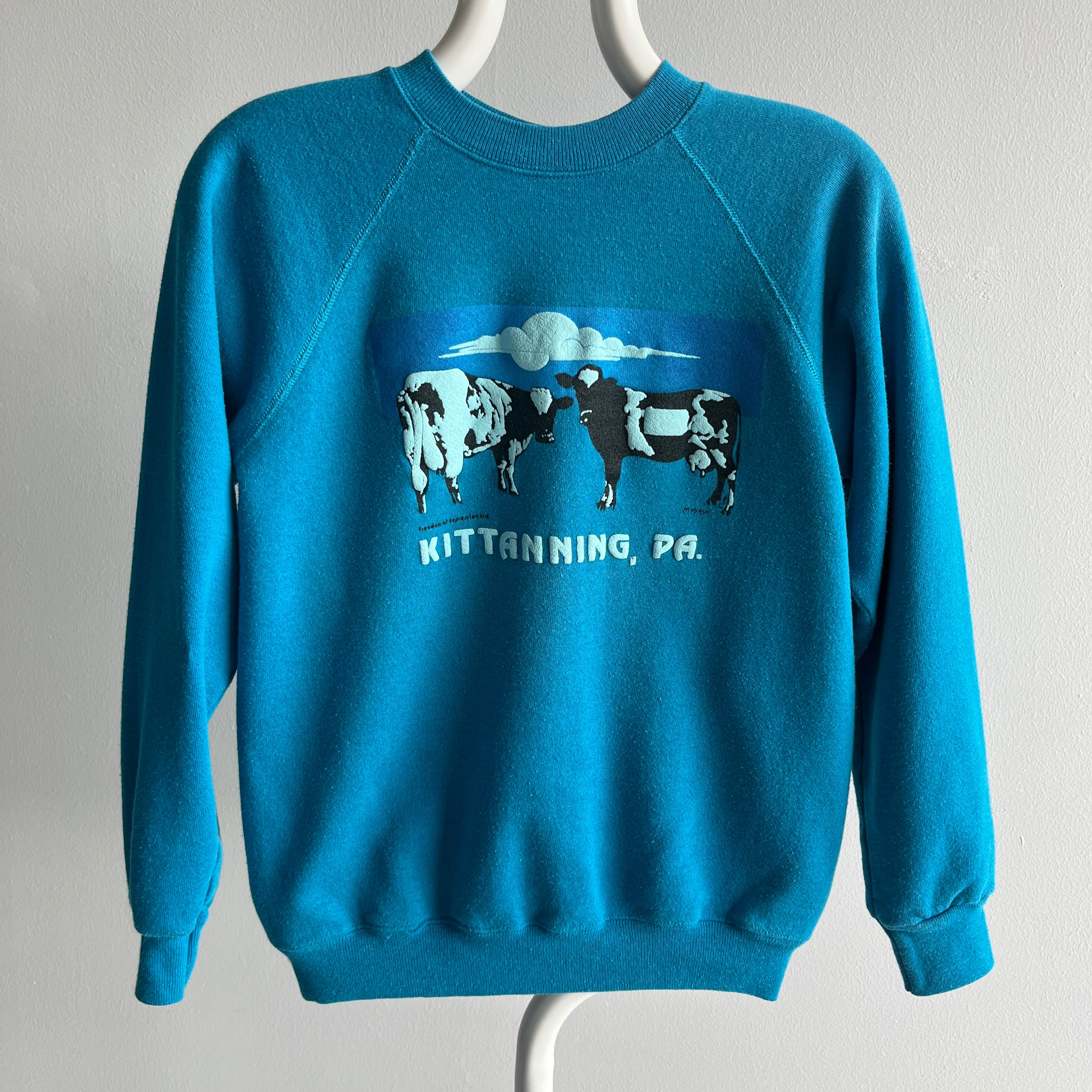 1980s Kittanning, PA Cow Sweatshirt - Yes, Cow Sweatshirt