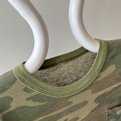 1980s Rolled Neck Soft and Slouchy Long Sleeve Camo T-Shirt