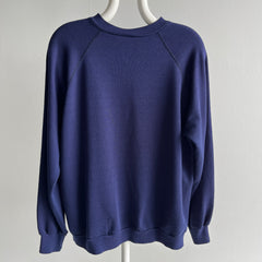 1970/80s Dark Navy Super Tattered and Also Super Soft Sweatshirt