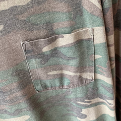 1980s Rolled Neck Soft and Slouchy Long Sleeve Camo T-Shirt