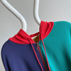 1980/90s Color Block Zip Up Hoodie - WOWZA