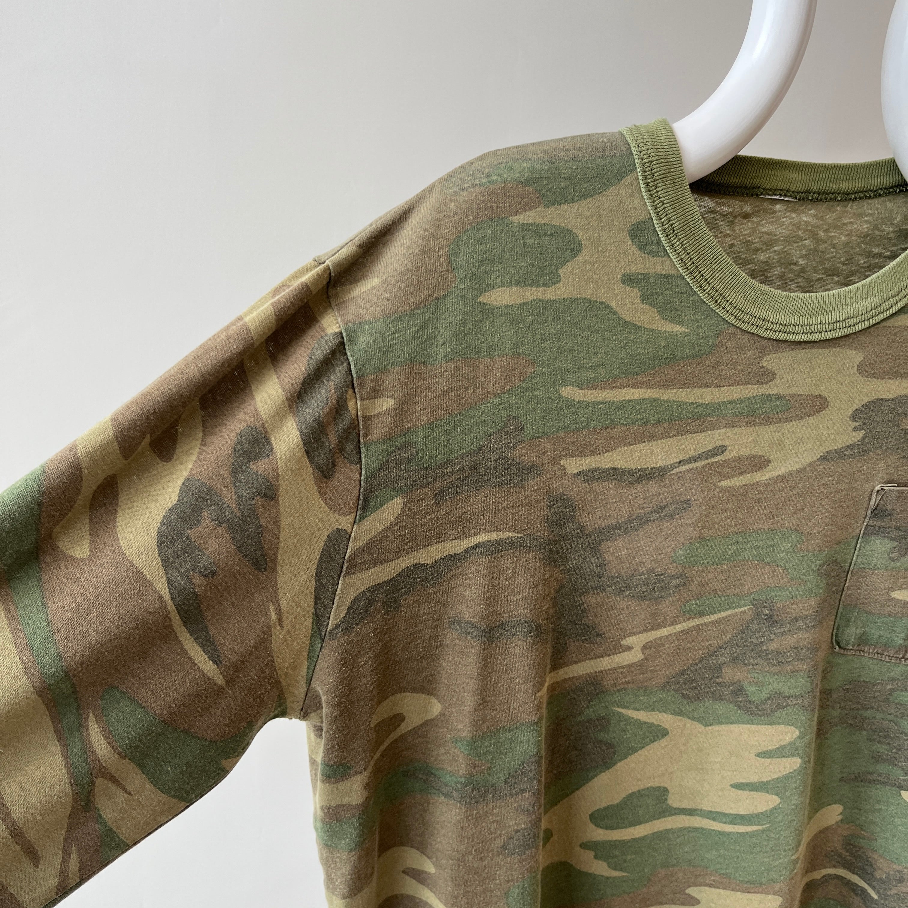 1980s Rolled Neck Soft and Slouchy Long Sleeve Camo T-Shirt