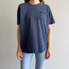 1980s Faded and Worn Navy Pocket T-Shirt