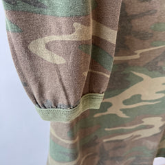 1980s Rolled Neck Soft and Slouchy Long Sleeve Camo T-Shirt