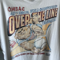 1995 OMBAC 42nd Annual World Champion Fiesta Island, San Diego Tattered, Torn and Worn T-Shirt - The Backside!