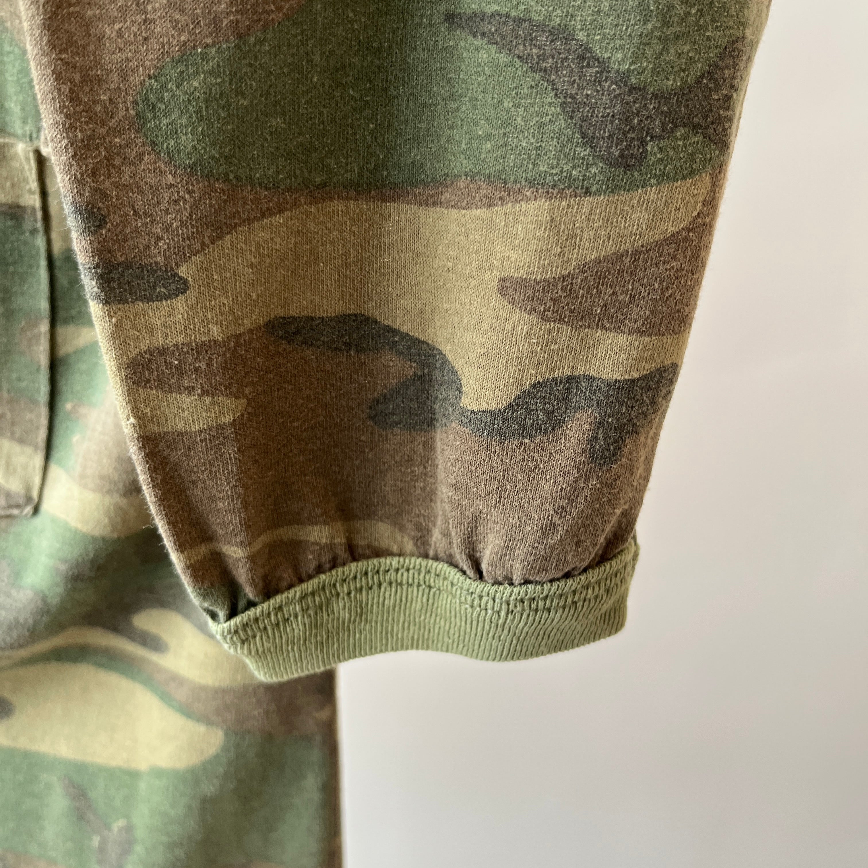 1980s Rolled Neck Soft and Slouchy Long Sleeve Camo T-Shirt