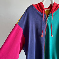 1980/90s Color Block Zip Up Hoodie - WOWZA