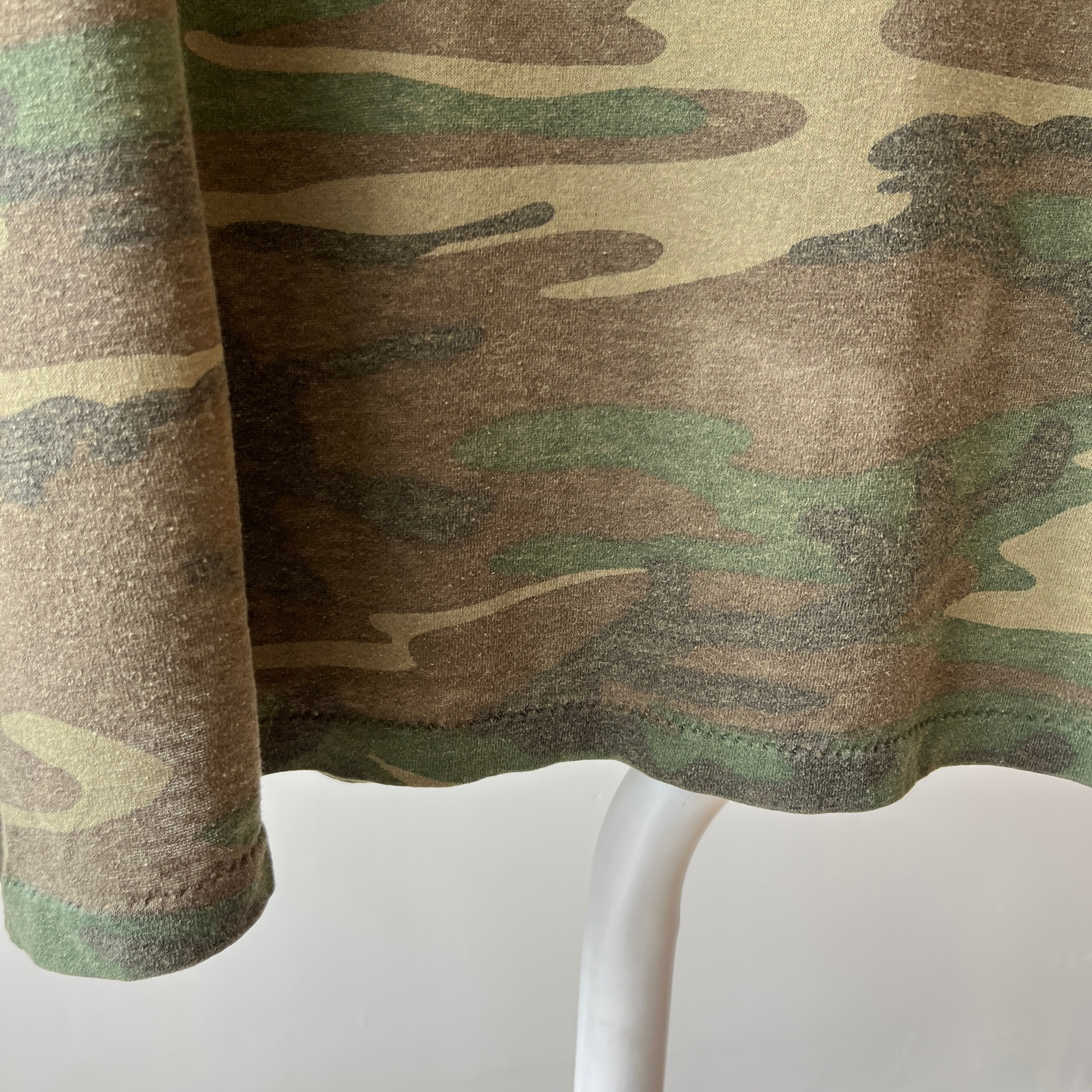 1980s Rolled Neck Soft and Slouchy Long Sleeve Camo T-Shirt