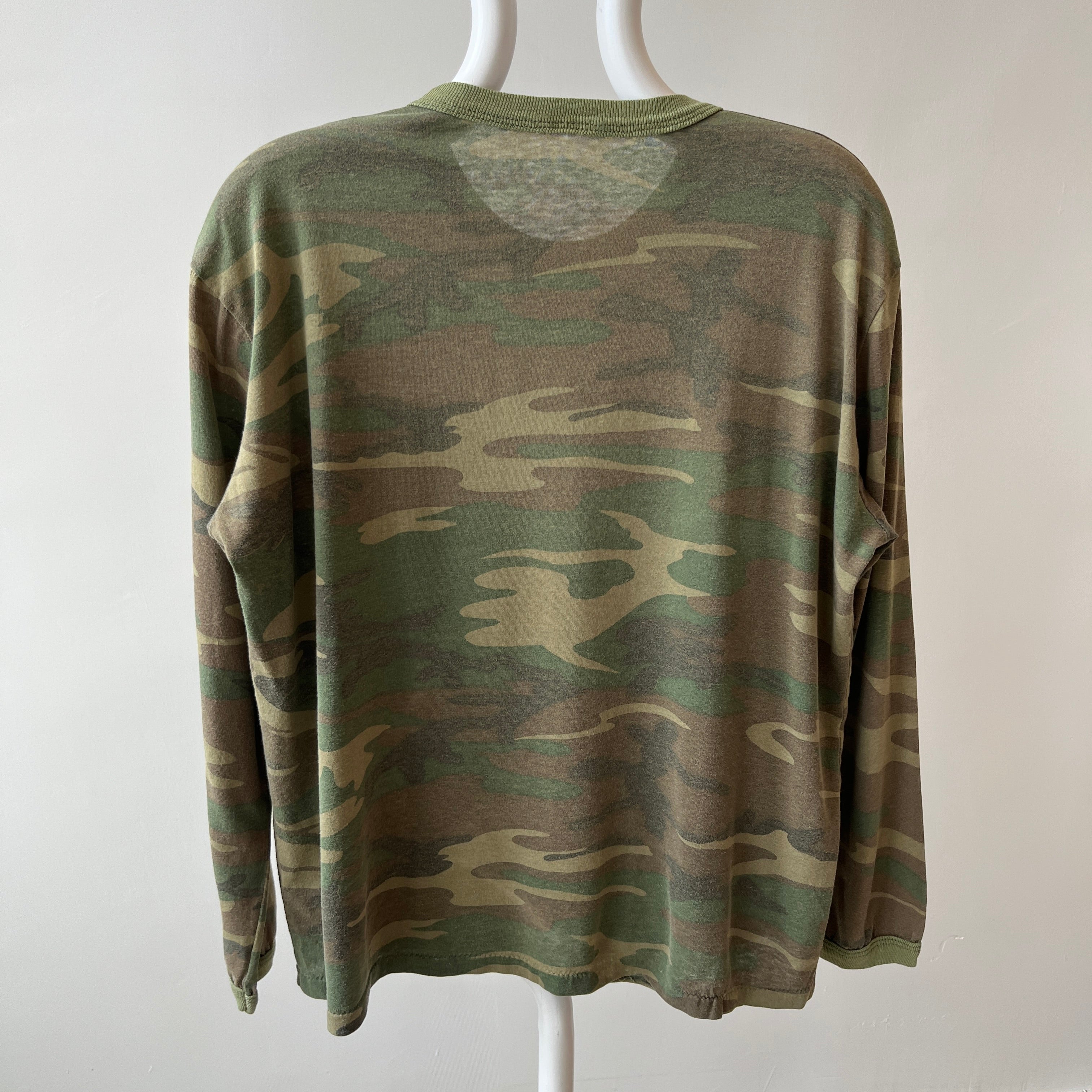 1980s Rolled Neck Soft and Slouchy Long Sleeve Camo T-Shirt