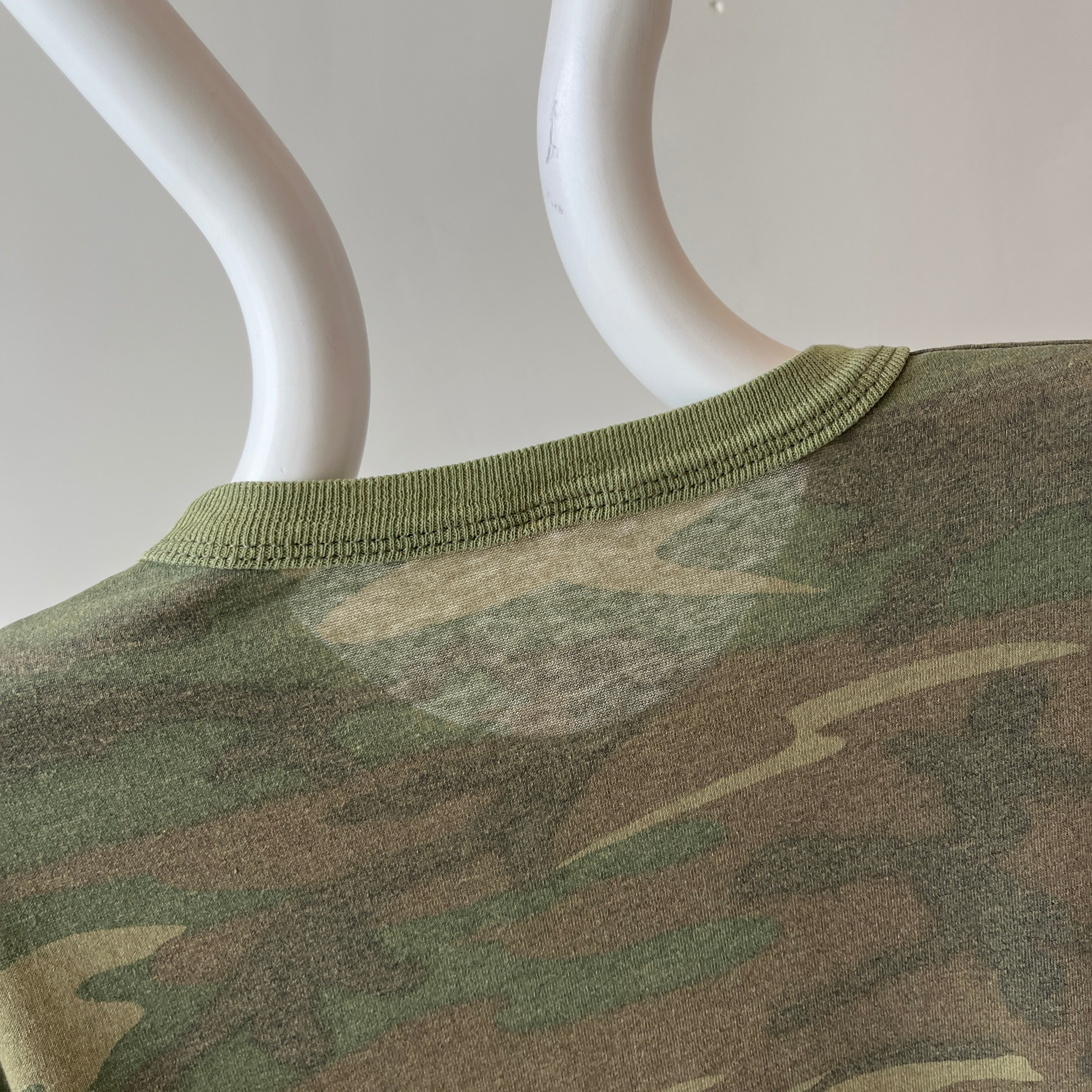 1980s Rolled Neck Soft and Slouchy Long Sleeve Camo T-Shirt