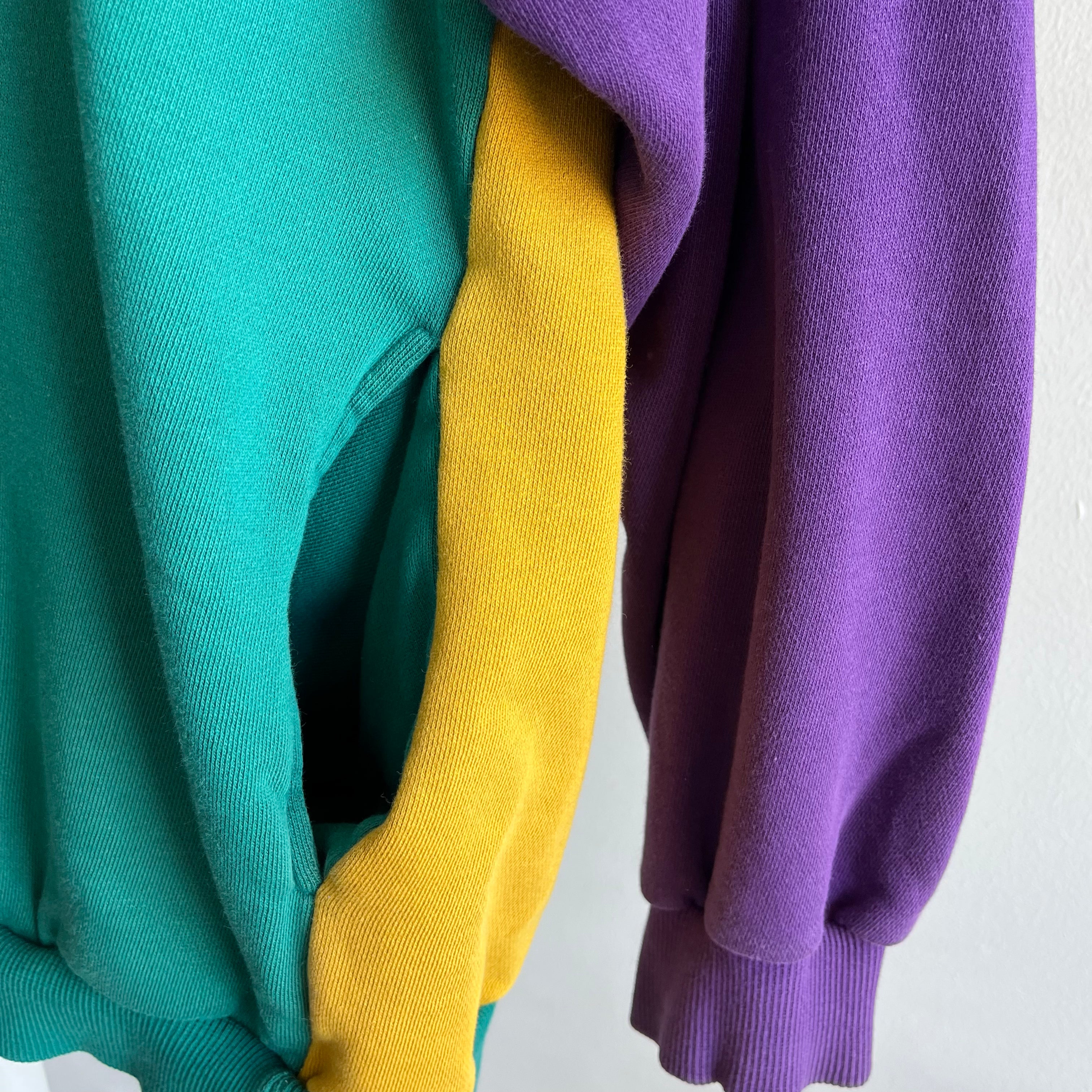 1980/90s Color Block Zip Up Hoodie - WOWZA