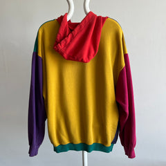 1980/90s Color Block Zip Up Hoodie - WOWZA