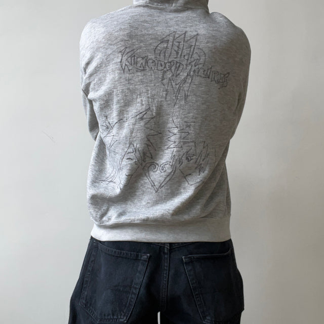 1980s DIY Kingdom Hearts Sharpied Grey Zip Up Hoodie - The Backside
