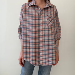 1990s Plaid Larger Cotton Blend Shirt