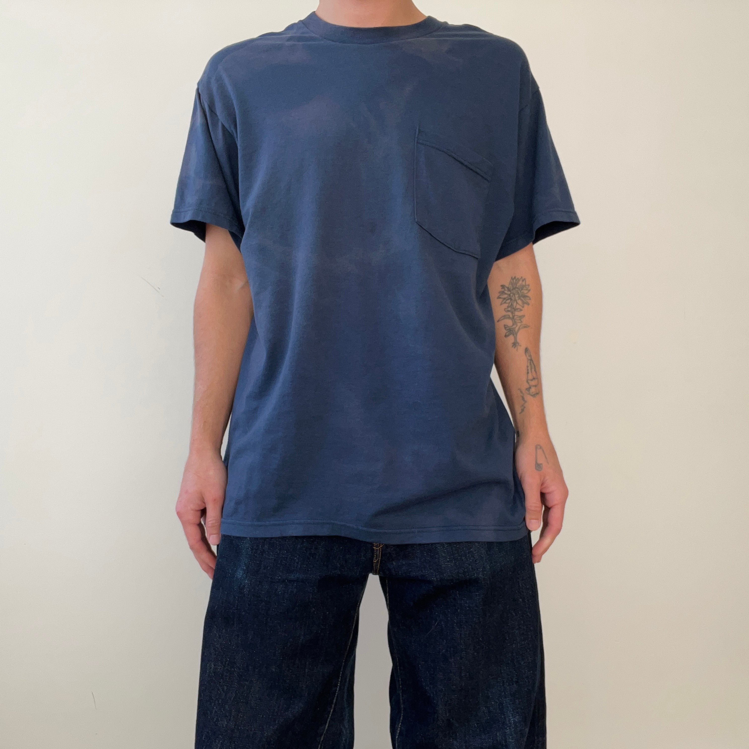 1990s Faded Navy Pocket T Shirt