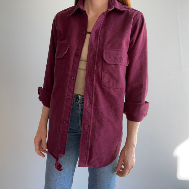 1980s Woolrich Burgundy Flannel with Tattering