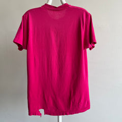 1980s FOTL Hot Pink Pocket T-Shirt - Thrashed Hemline