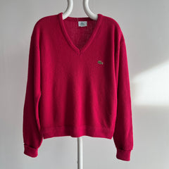 1970/80s Lacoste Hot Pink V-Neck Sweater