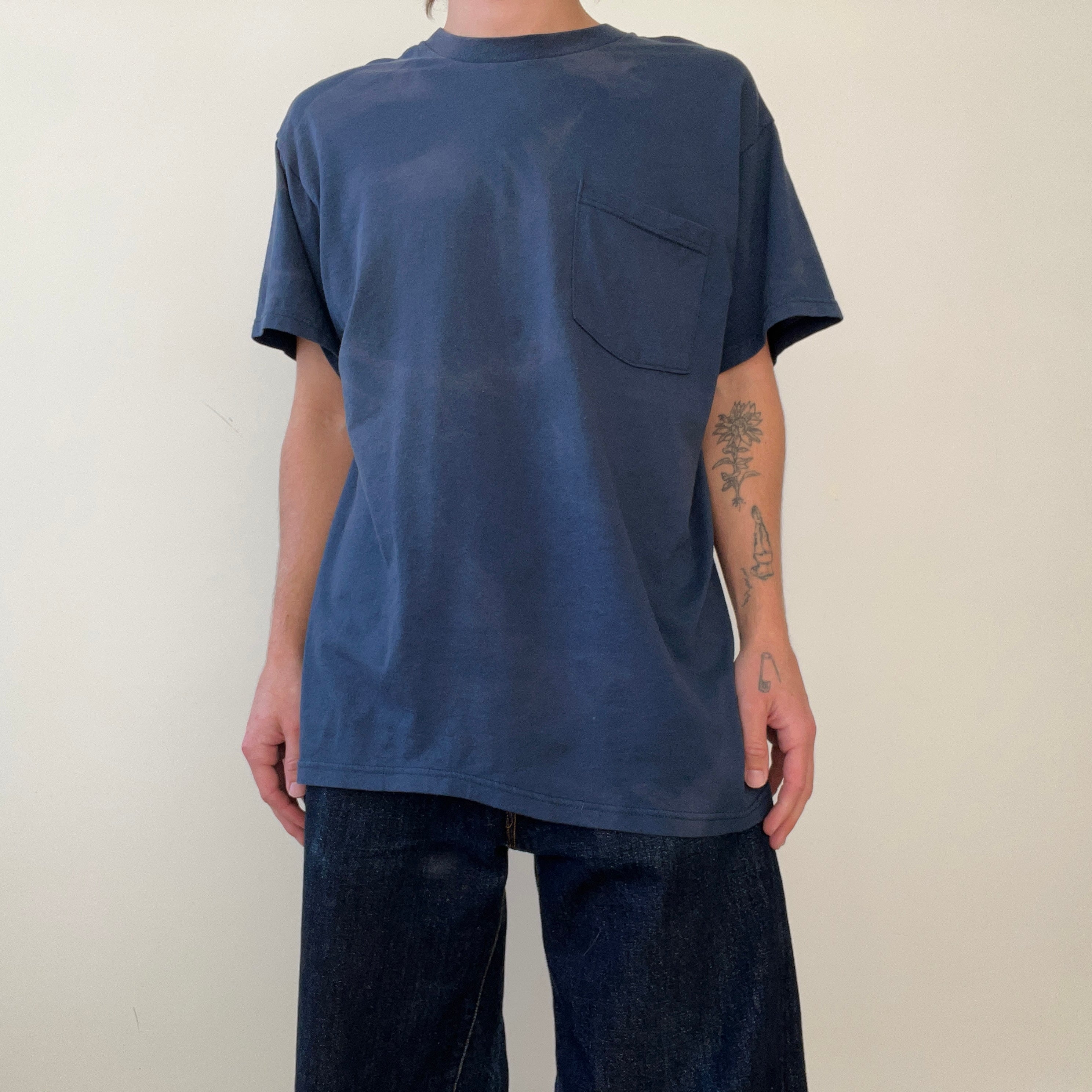 1990s Faded Navy Pocket T Shirt