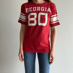 1960s !!!!!! Georgia Bulldogs No. 80  Front and Back Champion Brand Football Shirt - 60+ YRS Old