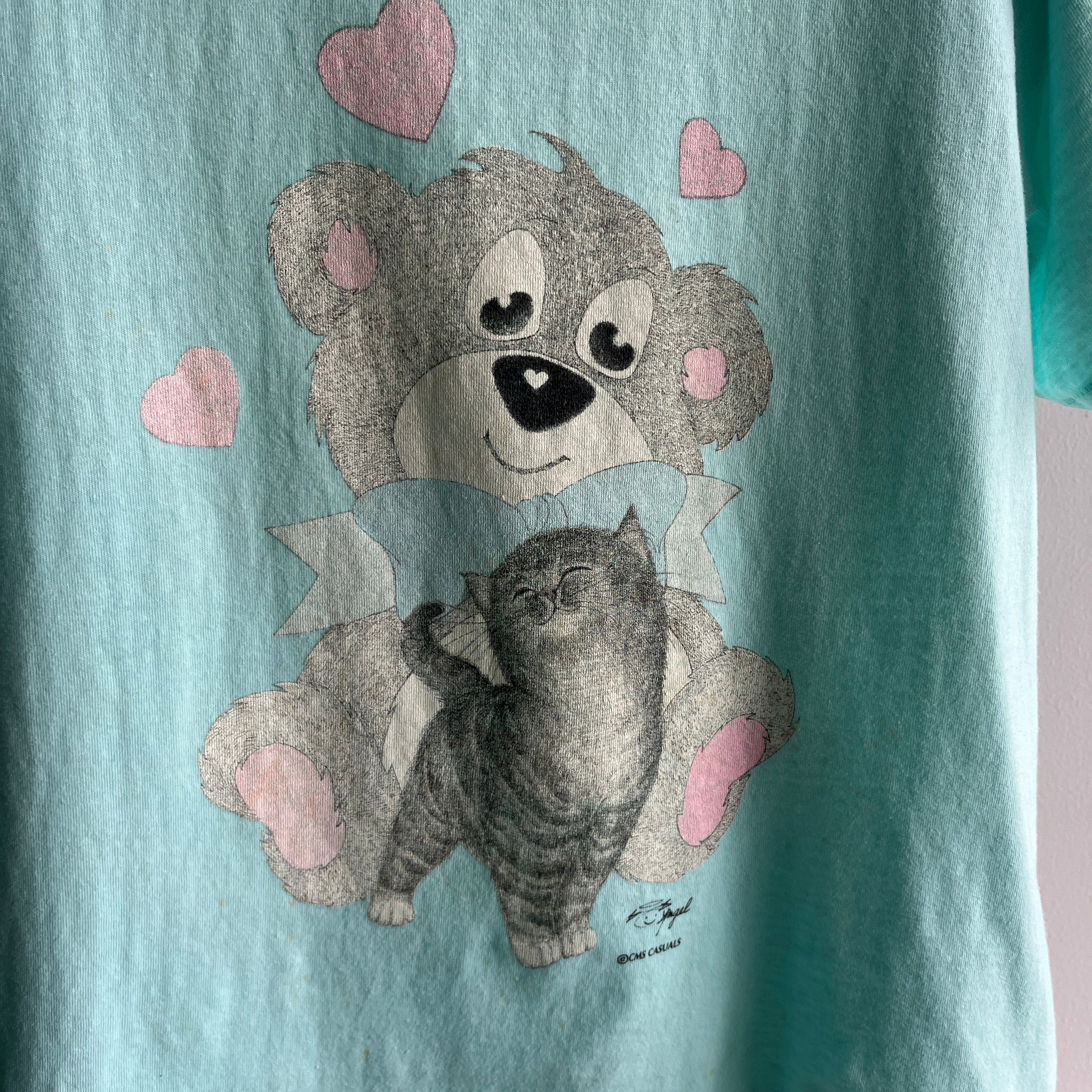 1980/90s Teddy Bear and Sweet Little Kitten T-Shirt