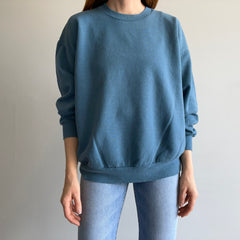 1990s Blank Slate Blue Gray Sweatshirt