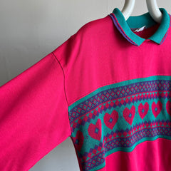 1980s Chic Grandma Polo Knit Sweatshirt