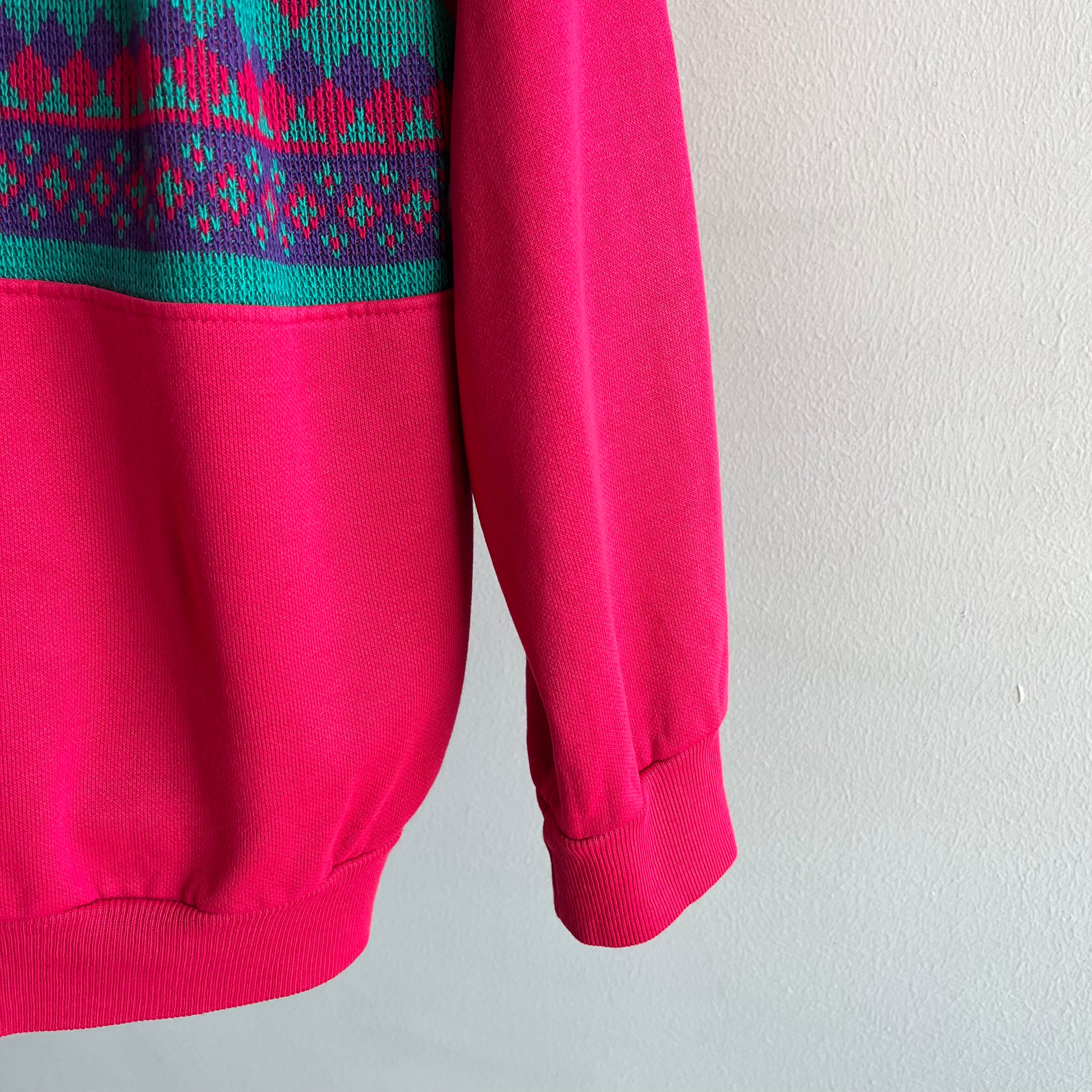 1980s Chic Grandma Polo Knit Sweatshirt