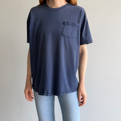 1980s Faded and Worn Navy Pocket T-Shirt