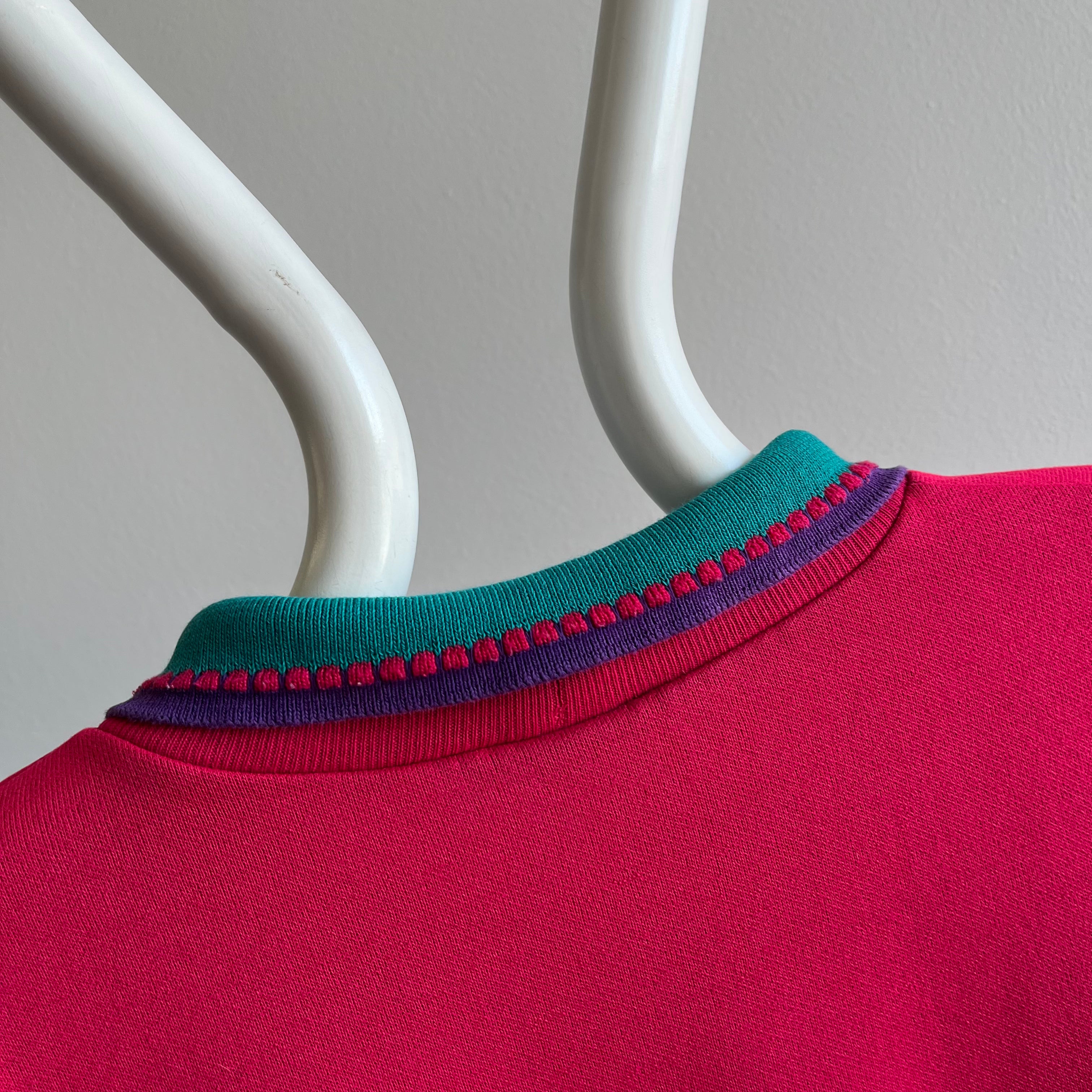 1980s Chic Grandma Polo Knit Sweatshirt