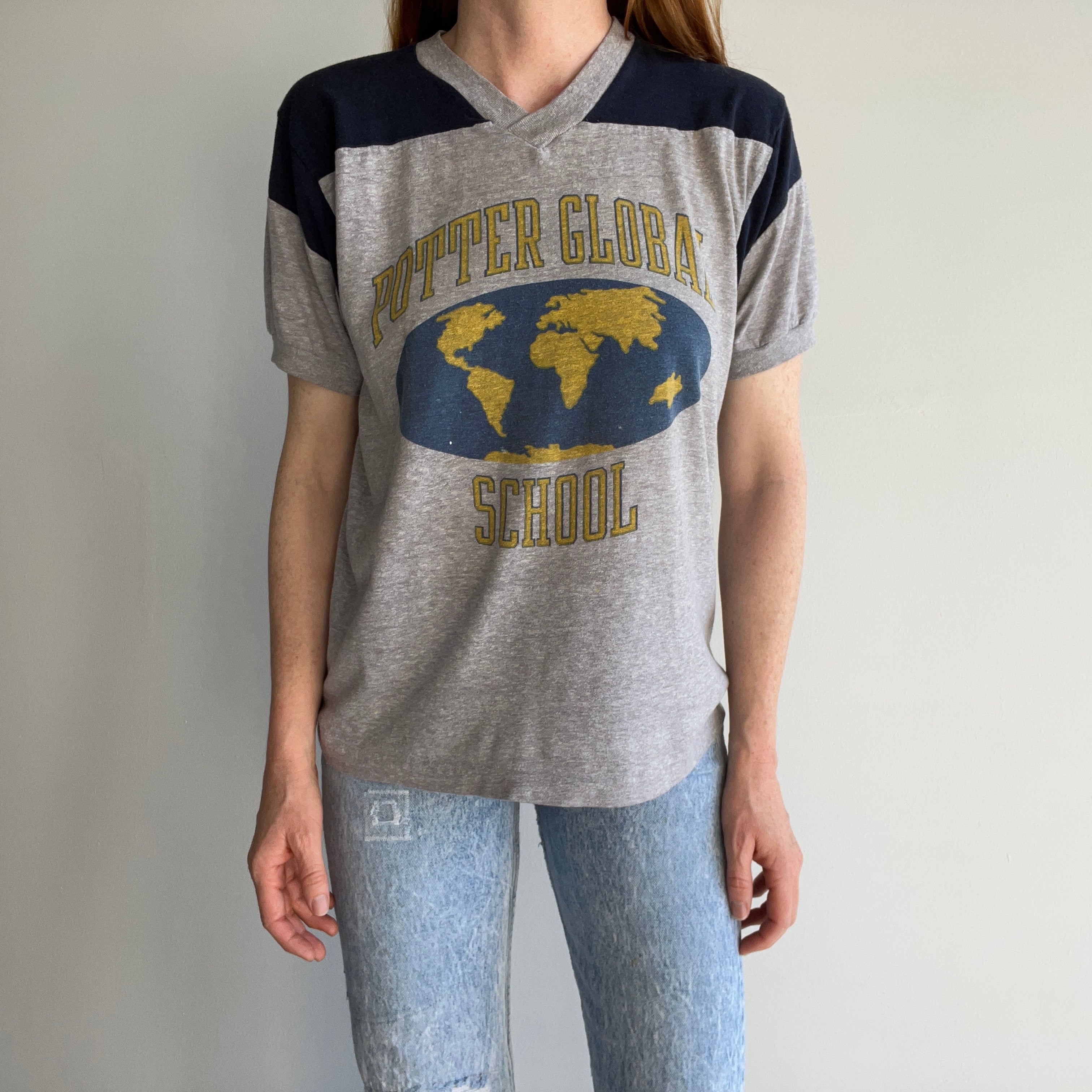 1970s Potter Global School Football T-Shirt by Champion