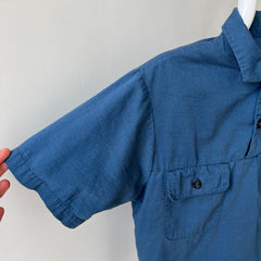 1971 US Military Naval Short Sleeve 1/4 Button Up Navy Shirt