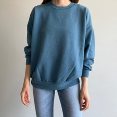 1990s Blank Slate Blue Gray Sweatshirt