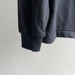 1980s Blank Black Long Sleeve Mock Neck Shirt