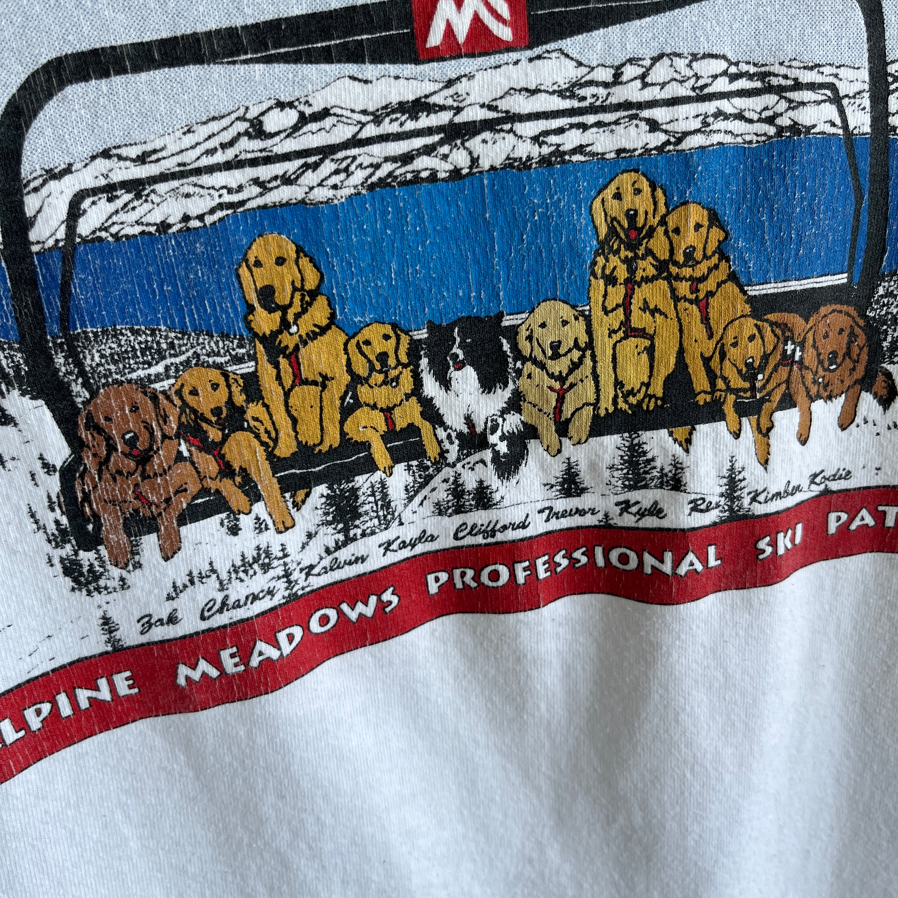 1980s Alpine Meadows Professional Ski Patrol Good Doggos Long Sleeve Cotton T-Shirt