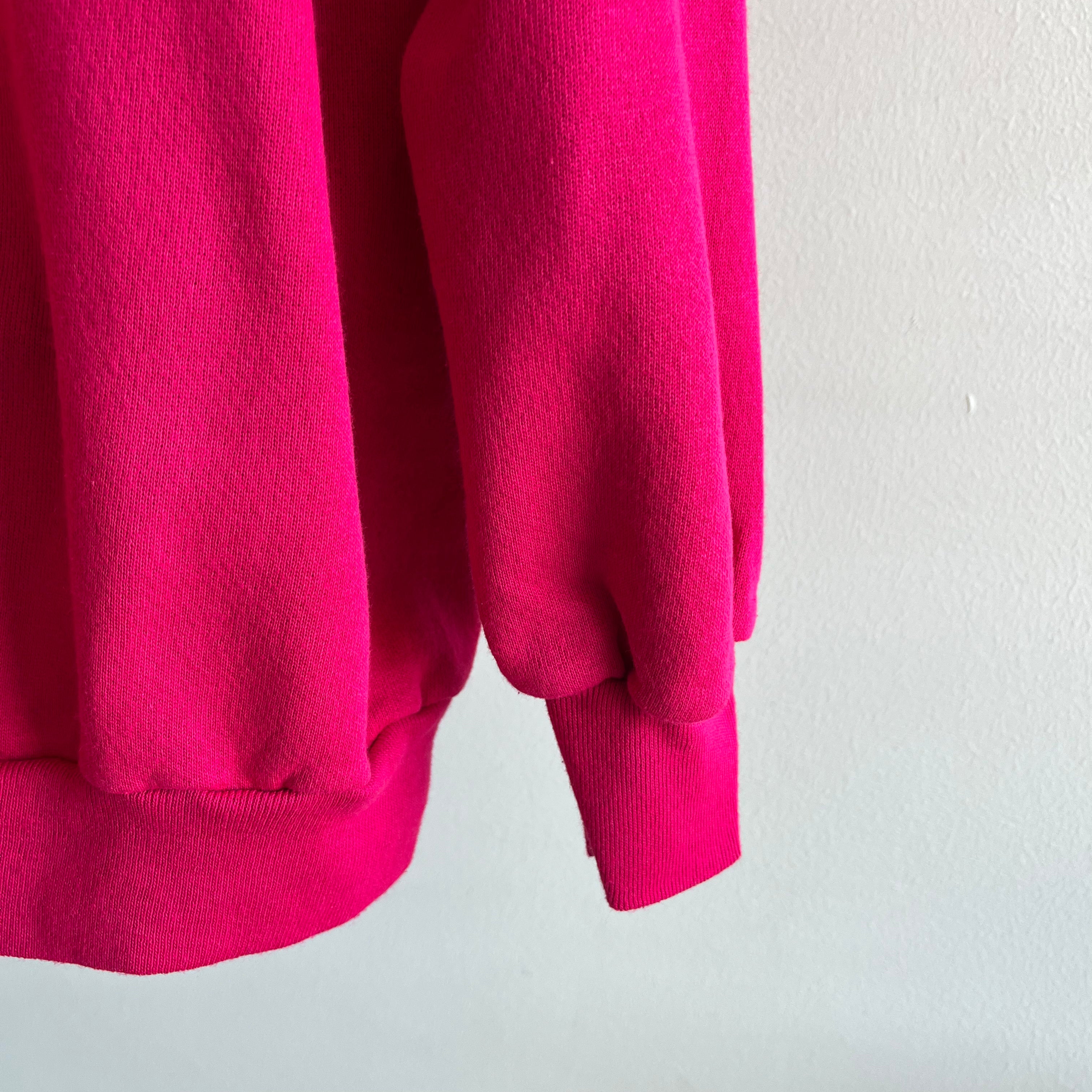 1980s Roomy Relaxed Fit Barbie Pink Sweatshirt