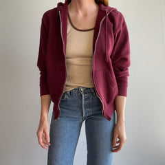 1980s Burgundy Zip Up Hoodie - In Stellar Shape