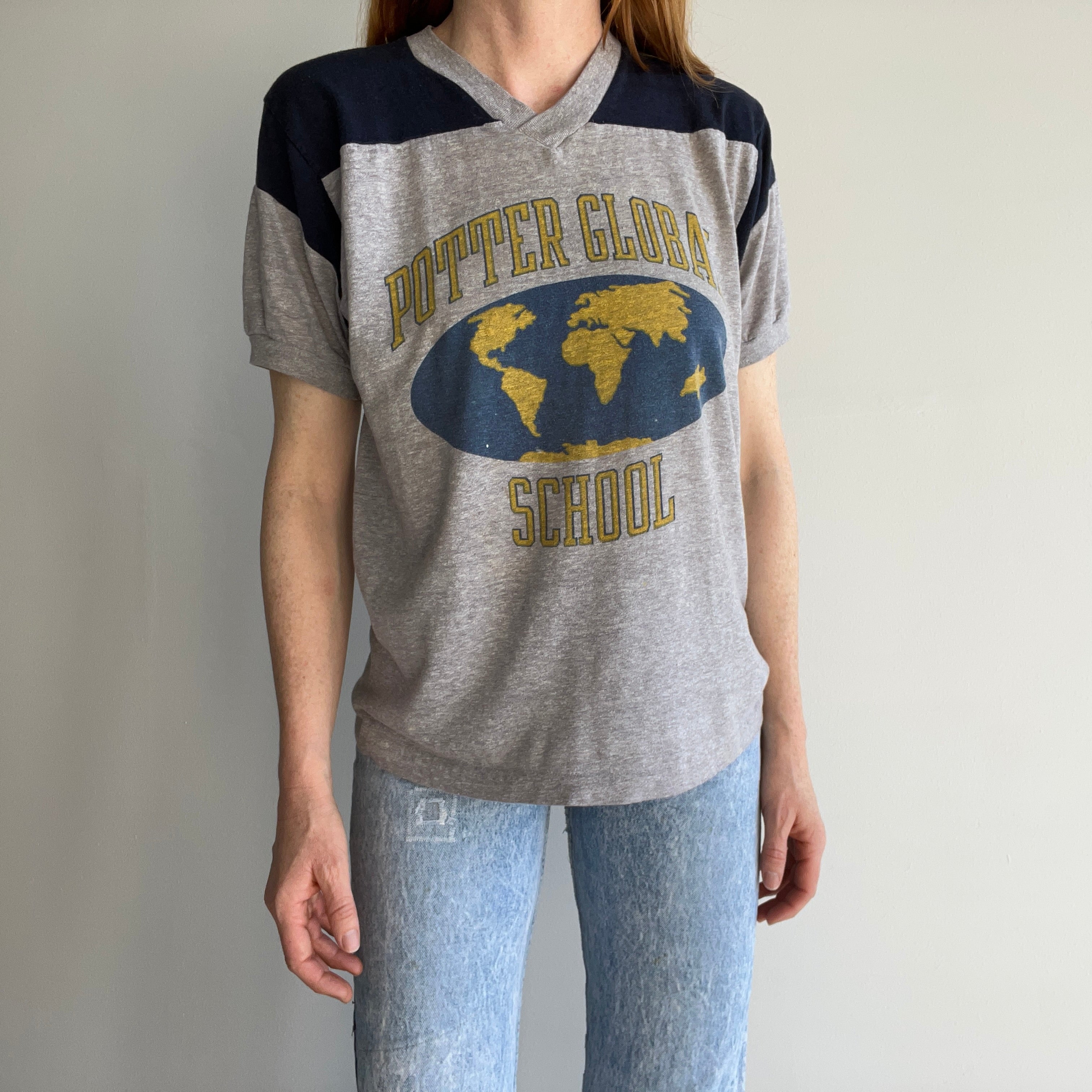 1970s Potter Global School Football T-Shirt by Champion