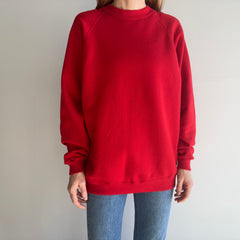 1980s Barely Worn Soft and Cozy Stop Sign Red Longer Raglan Sweatshirt