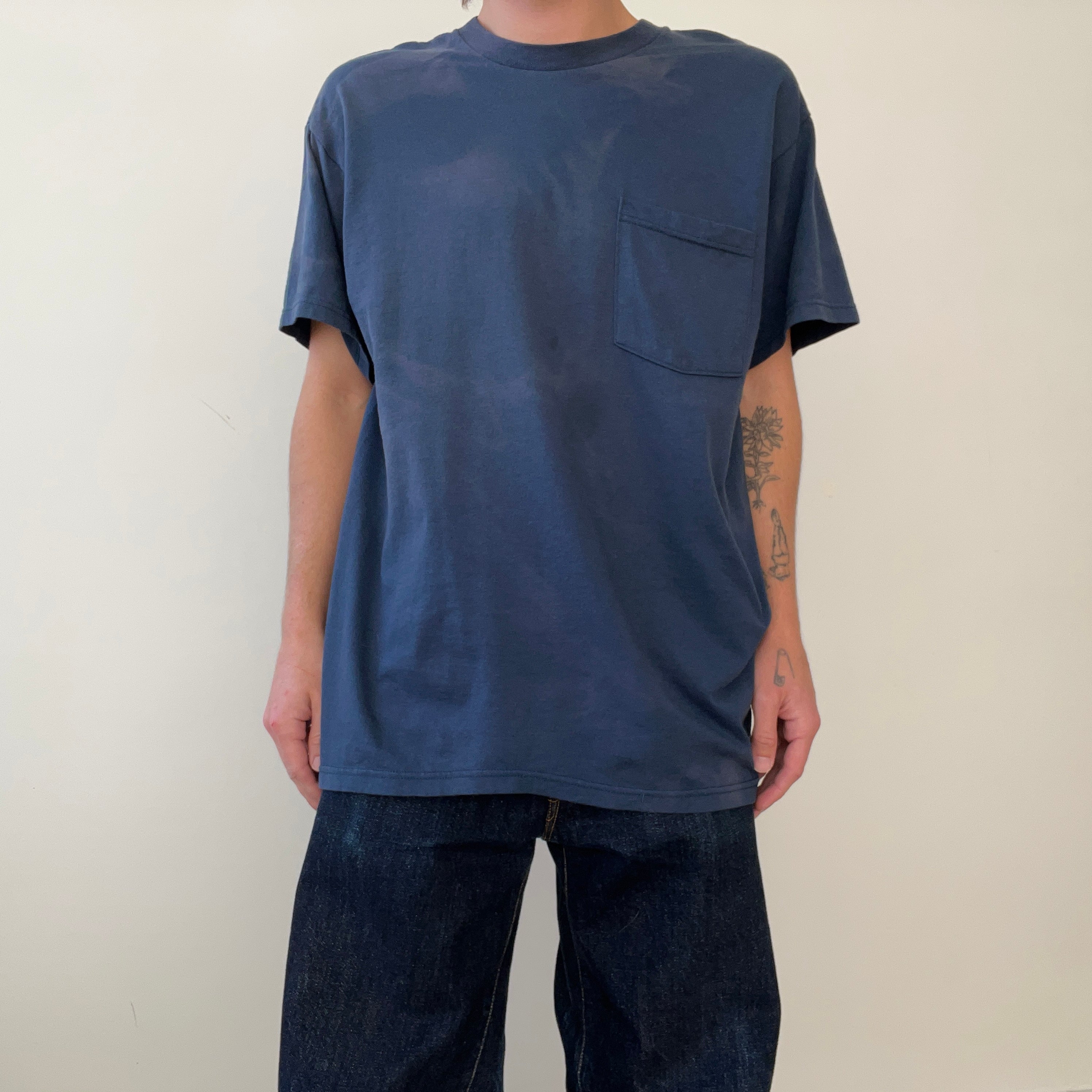 1990s Faded Navy Pocket T Shirt