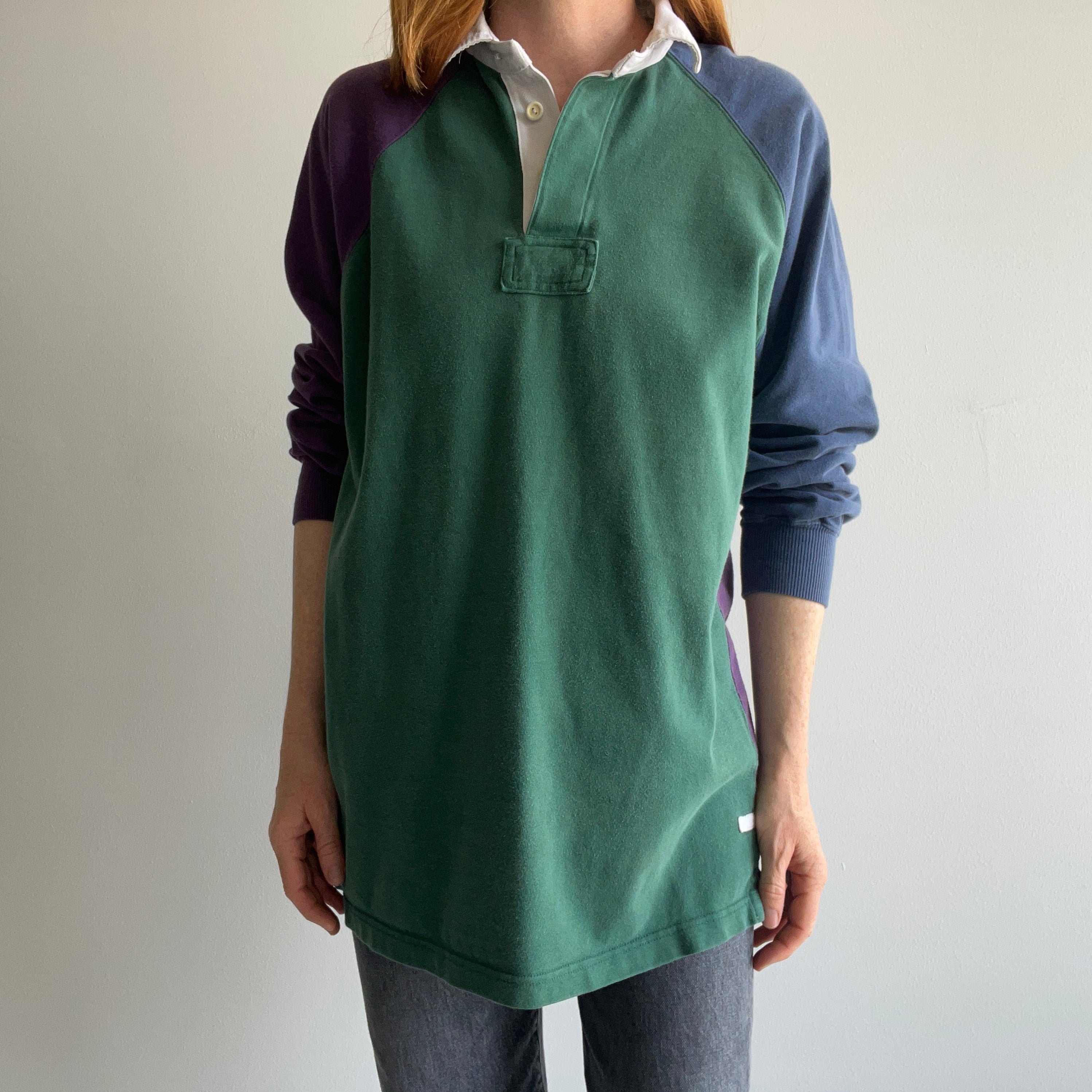 1990s Color Block Cotton Heavyweight Rugby Shirt