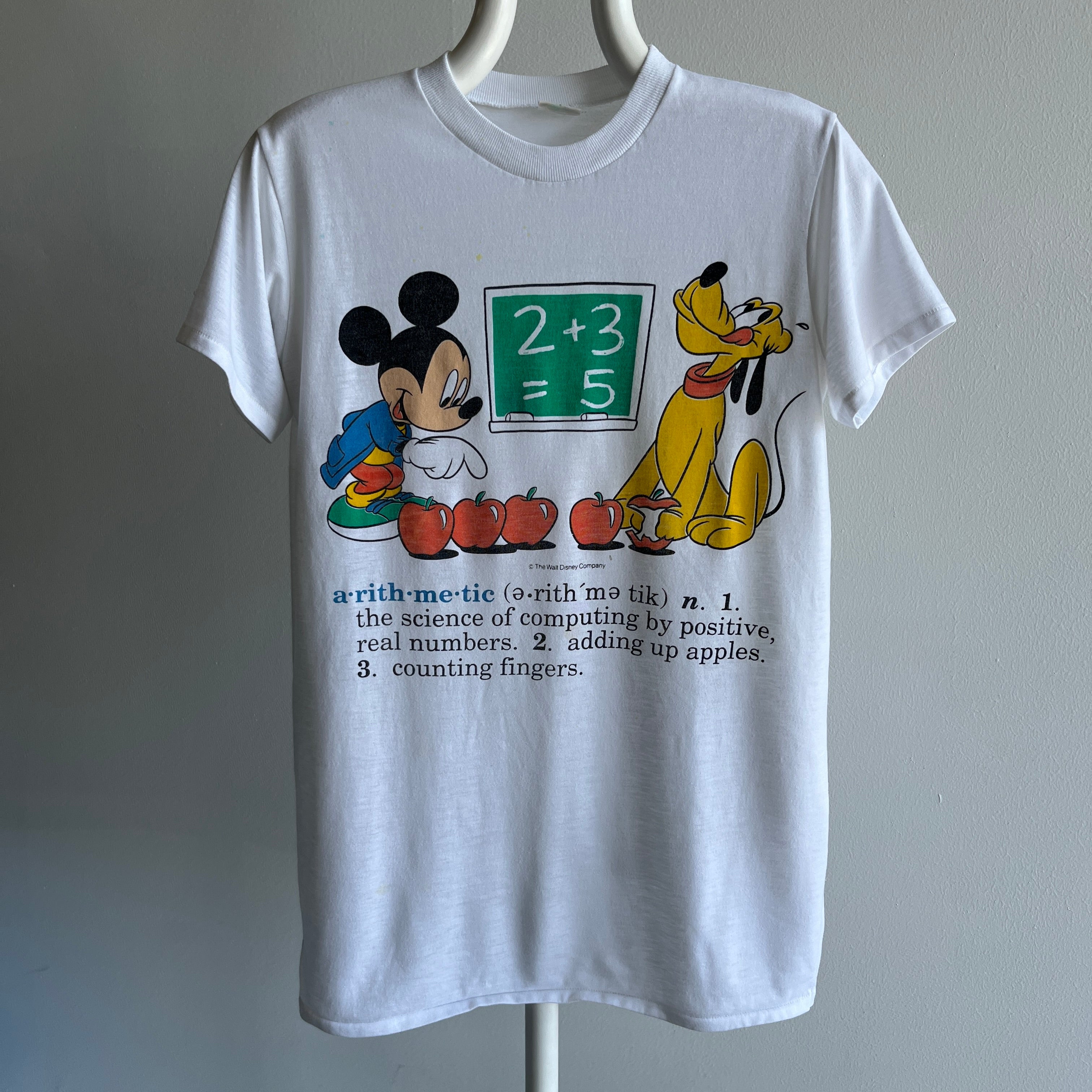 1980s Arithmetic Mickey and Snoopy Thinned Out T-Shirt