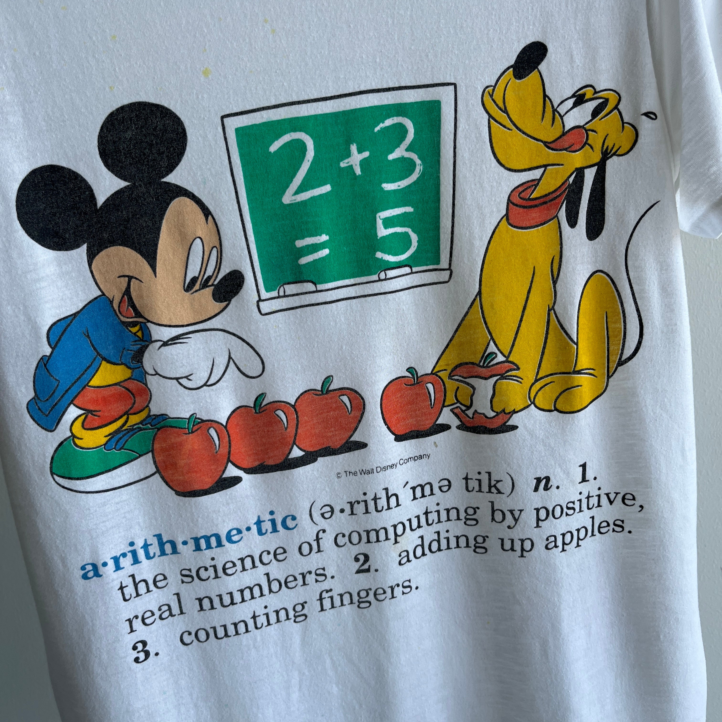 1980s Arithmetic Mickey and Snoopy Thinned Out T-Shirt