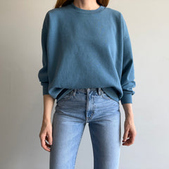 1990s Blank Slate Blue Gray Sweatshirt