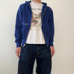 1970s Navy Blue Repaired Beth Rivkah Zip Up Hoodie