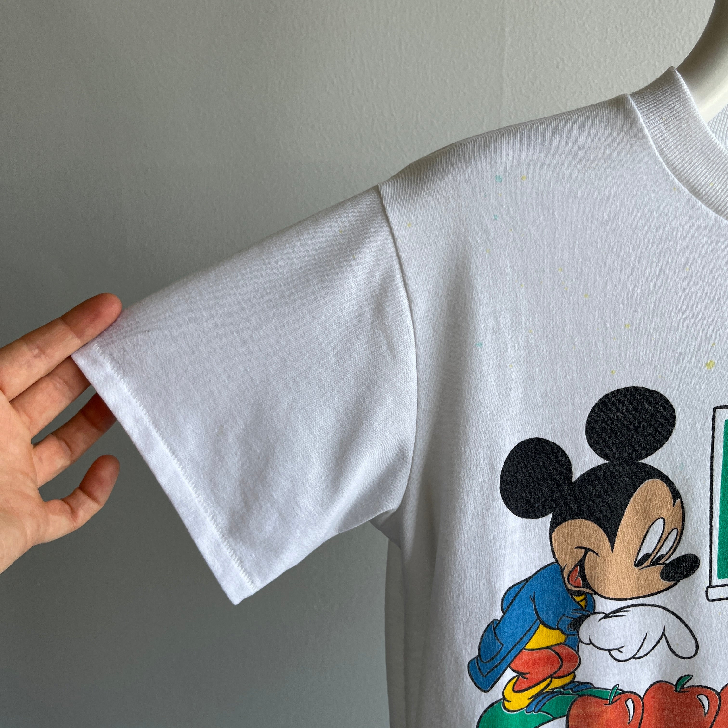 1980s Arithmetic Mickey and Snoopy Thinned Out T-Shirt