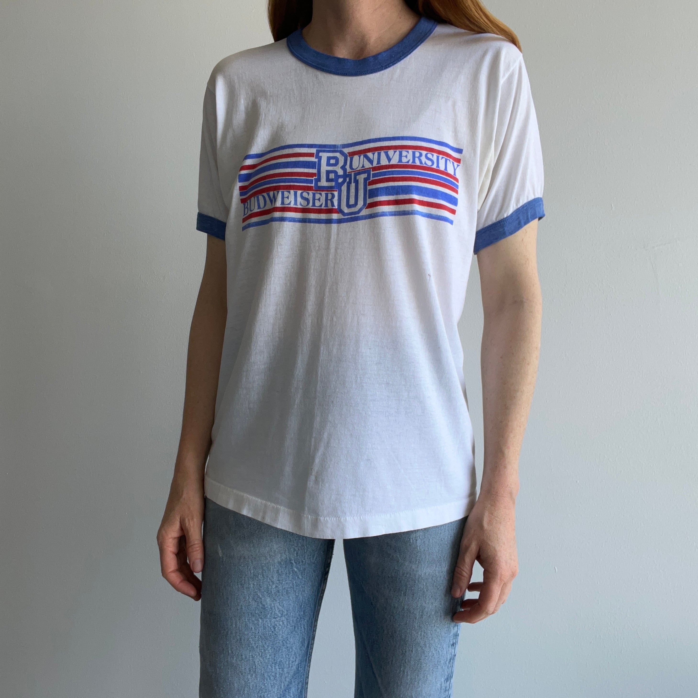 1980s Budweiser University Ring T-Shirt