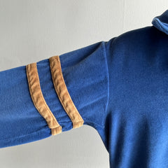 1970s Macy's Men's Store Velour 1/4 Zip Up Polo Sweatshirt - !!!!!